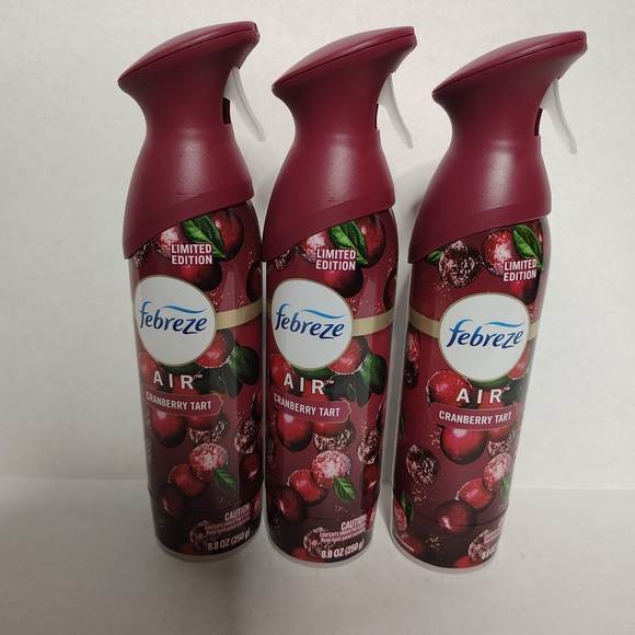 Lot Of 3 Febreze Air Room Freshener Sprays Cranberry Tart Limited Edition - Picture 1 of 3